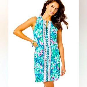 Lilly Pulitzer Kelby Stretch Shift Macaw Blue Sweet Escape Engineered size 12